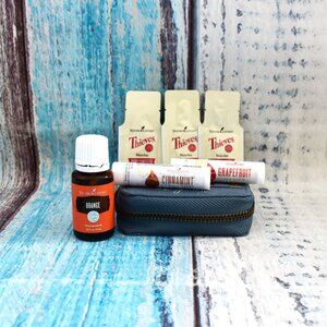 SET OF 7-Orange Zipper Pouch Thieves Purifier Cinnamint Grape Young Living